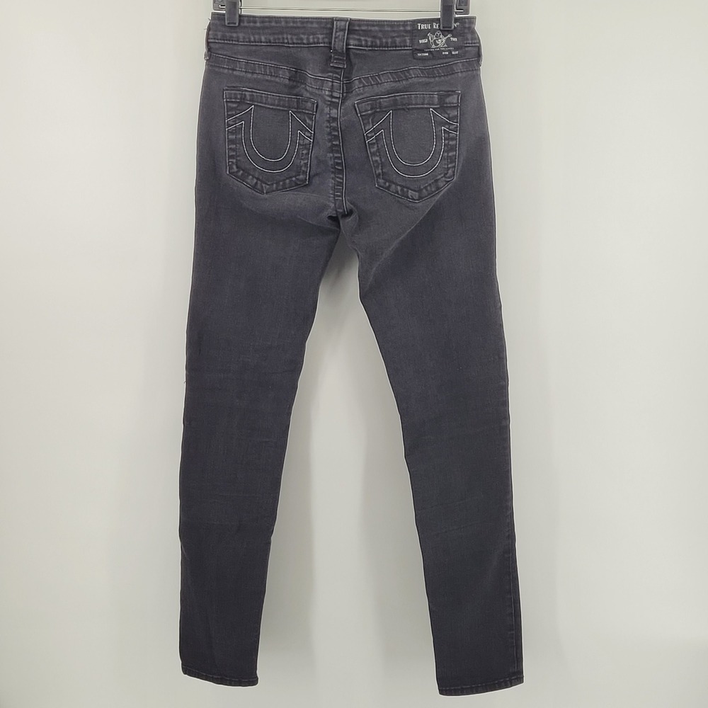 True Religion Stella Low Rise Skinny Jeans 30 Black Faded Denim Womens - Picture 8 of 8